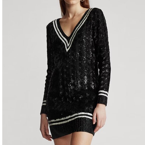 Polo Ralph Lauren Sequined Cricket Sweater Dress sz 4 - Picture 1 of 9